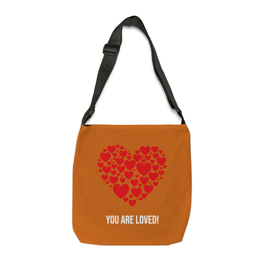 Fall In Love With This Beautiful Brown You Are Loved Adjustable Tote Bag--FREE SHIPPING❤️