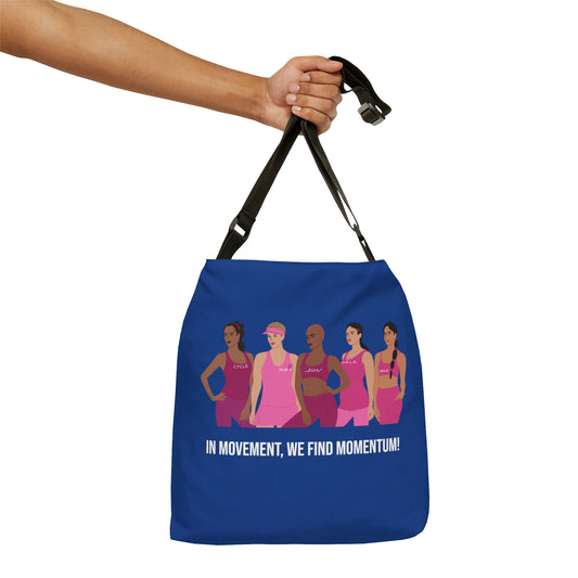 Elevate Your Fitness Journey with Our "In Movement, We Find Momentum"  Dark Blue Adjustable Tote!  FREE SHIPPING!❤️